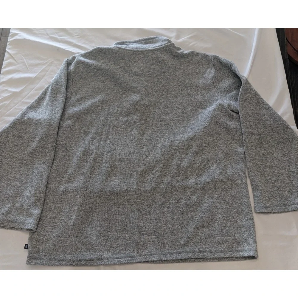 GAP Men's Mock Neck Henley Pullover Sweater Heathered Gray Cotton Long Sleeve